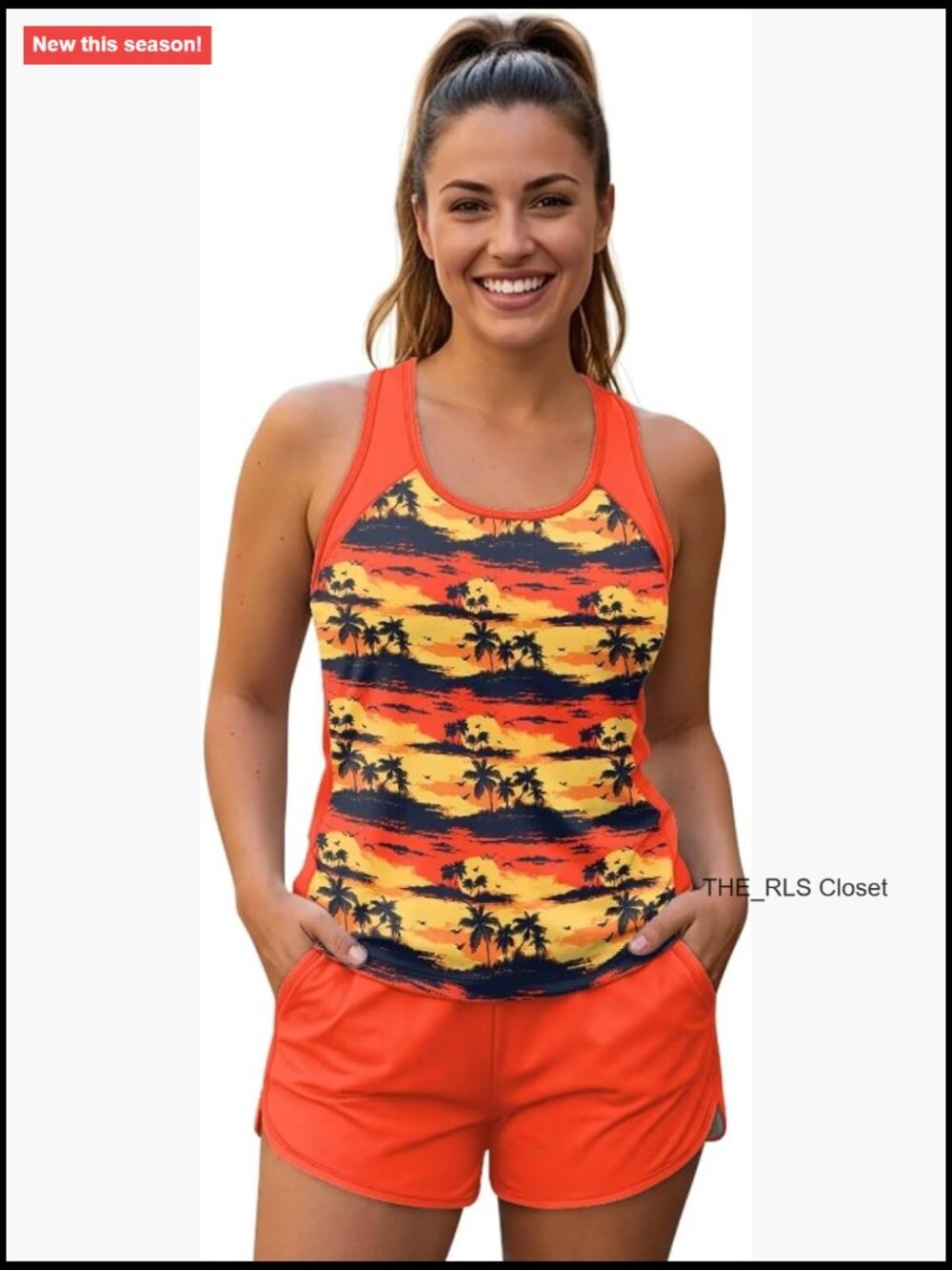 Blouson Tankini Swimsuit Set with Boyshorts Tummy Control Two Piece Bathing Suit